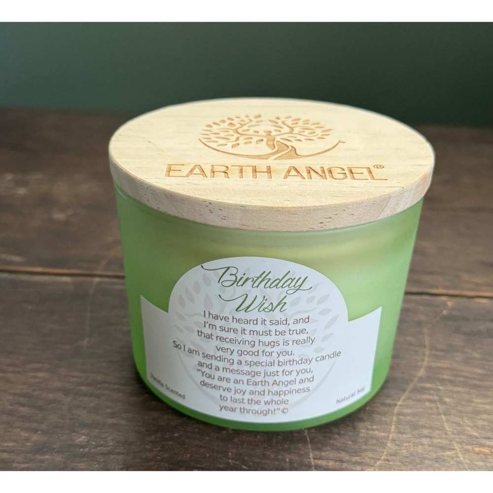 Earth Angel Birthday Wish Soy Candle Vanilla Scented Double Wick